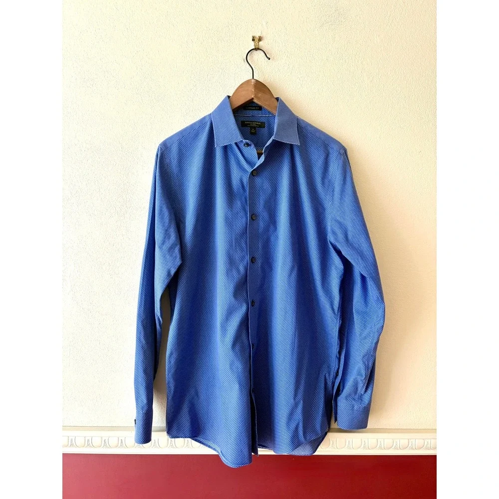 Banana Republic Camden Fit Blue Mini Floral Non-Iron 100% Cotton Dress Shirt M
